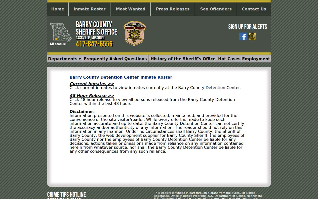 Barry County arrest records roster view chooser