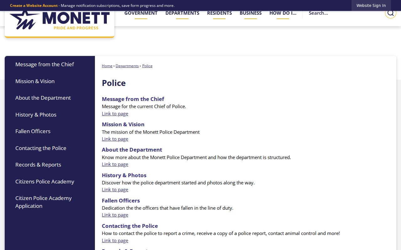 Monett Police Department criminal record contacts in Barry County