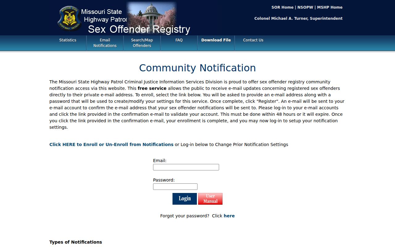 Barry County sex offender registry email notification enrollment