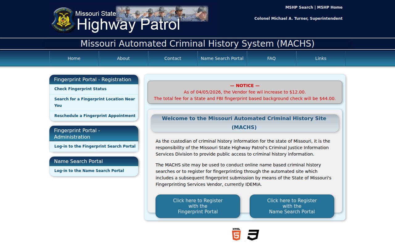 Barry County criminal history MACHS Missouri gateway